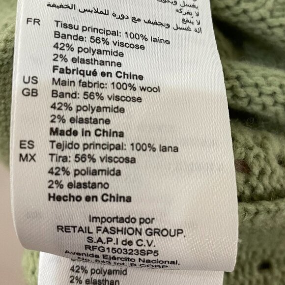 New Sandro Espoir 100% Wool Perforated Logo Sweater Vest Green Ecru Small $340 - Picture 8 of 9